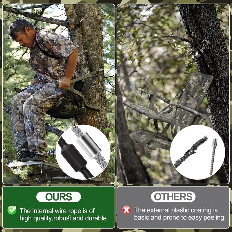 Panbofoda Replacement Tree Stand Cables,Pair of Replacement Cables for Climbing Treestands, 2PCS Hunting Tree Stand Accessories,Durable Steal Braded PVC Black Coated 65" Treestand Replacement Cables - Image 2